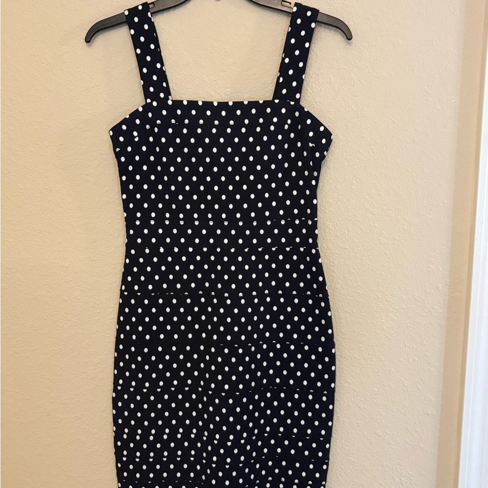 Tommy Hilfiger Navy and White Polka Dot Mini Dress